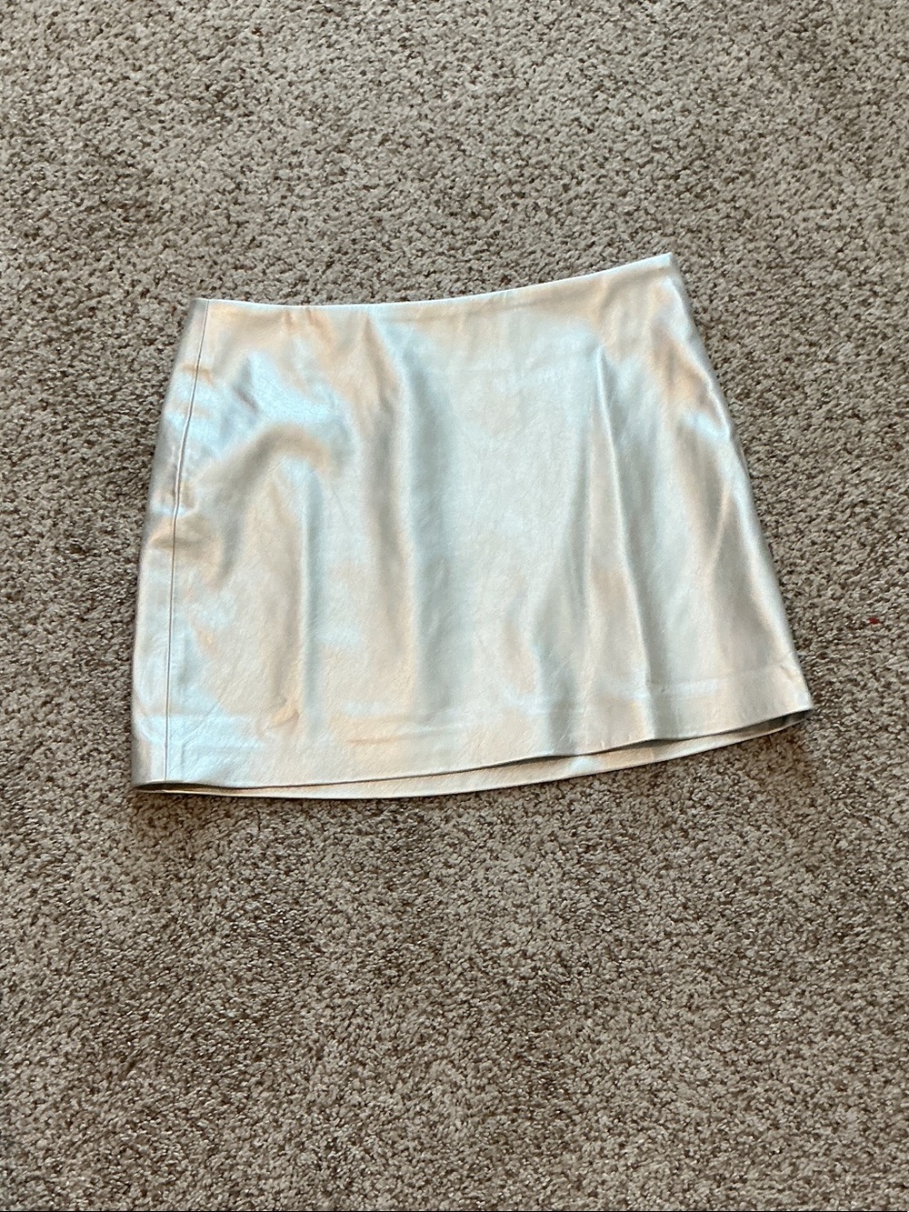 Metallic Silver Mini Skirt - Women's Shiny A-Line